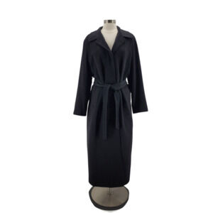 Cinzia Rocca Womens 12 Cashmere Trench Coat Saks Fifth Avenue Black Belted